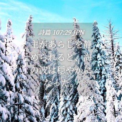 Picture 04 - 詩篇 107:29 JPN - 主があらしを静められると、海の波 - Bible Verse Picture