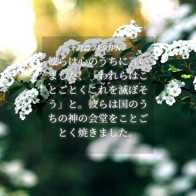 Picture 04 - 詩篇 74:8 JPN - 彼らは心のうちに言いました、「わ - Bible Verse Picture