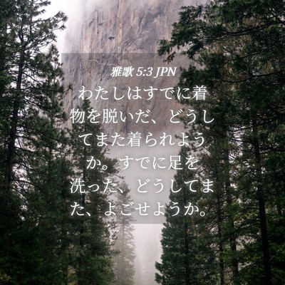 Picture 04 - 雅歌 5:3 JPN - わたしはすでに着物を脱いだ、どう - Bible Verse Picture