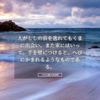 Picture 05 - アモス書 5:19 JPN - 人がししの前を逃れてもくまに出会 - Bible Verse Picture