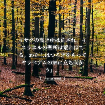 Picture 05 - アモス書 7:9 JPN - イサクの高き所は荒され、イスラエ - Bible Verse Picture