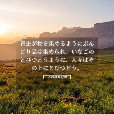 Picture 05 - イザヤ書 33:4 JPN - 青虫が物を集めるようにぶんどり品 - Bible Verse Picture