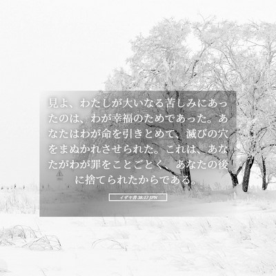 Picture 05 - イザヤ書 38:17 JPN - 見よ、わたしが大いなる苦しみにあ - Bible Verse Picture