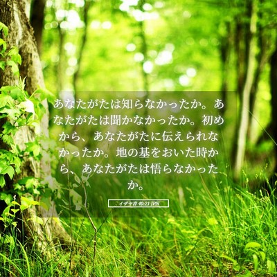 Picture 05 - イザヤ書 40:21 JPN - あなたがたは知らなかったか。あな - Bible Verse Picture