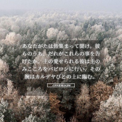 Picture 05 - イザヤ書 48:14 JPN - あなたがたは皆集まって聞け。彼ら - Bible Verse Picture