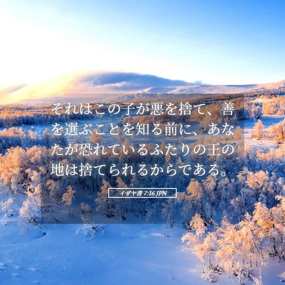 Picture 05 - イザヤ書 7:16 JPN - それはこの子が悪を捨て、善を選ぶ - Bible Verse Picture