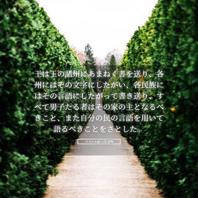 Picture 05 - エステル記 1:22 JPN - 王は王の諸州にあまねく書を送り、 - Bible Verse Picture