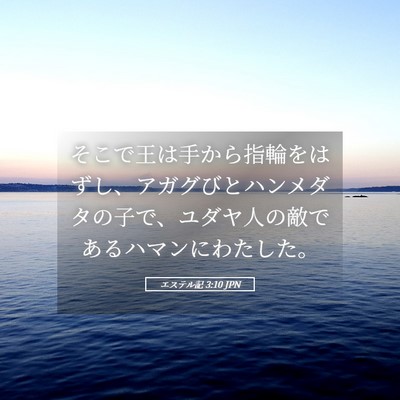 Picture 05 - エステル記 3:10 JPN - そこで王は手から指輪をはずし、ア - Bible Verse Picture