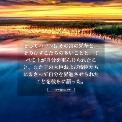 Picture 05 - エステル記 5:11 JPN - そしてハマンはその富の栄華と、そ - Bible Verse Picture