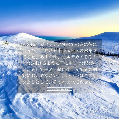 Picture 05 - エステル記 5:14 JPN - その時、妻ゼレシとすべての友は彼ã� - Bible Verse Picture