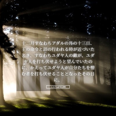 Picture 05 - エステル記 9:1 JPN - 十二月すなわちアダルの月の十三日 - Bible Verse Picture