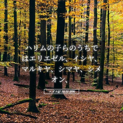 Picture 05 - エズラ記 10:31 JPN - ハリムの子らのうちではエリエゼル - Bible Verse Picture
