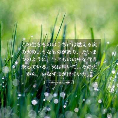 Picture 05 - エゼキエル書 1:13 JPN - この生きもののうちには燃える炭の - Bible Verse Picture