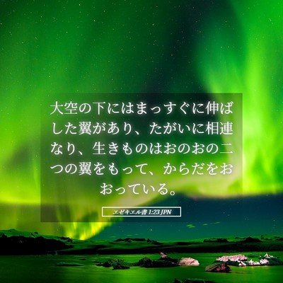 Picture 05 - エゼキエル書 1:23 JPN - 大空の下にはまっすぐに伸ばした翼 - Bible Verse Picture