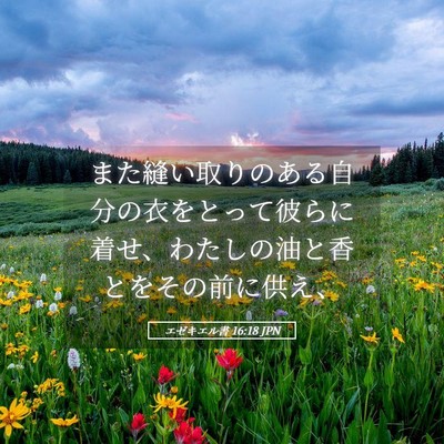 Picture 05 - エゼキエル書 16:18 JPN - また縫い取りのある自分の衣をとっ - Bible Verse Picture