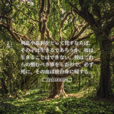 Picture 05 - エゼキエル書 18:13 JPN - 利息や高利をとって貸すならば、そ - Bible Verse Picture