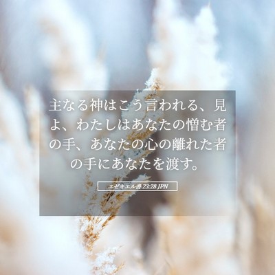 Picture 05 - エゼキエル書 23:28 JPN - 主なる神はこう言われる、見よ、わ - Bible Verse Picture