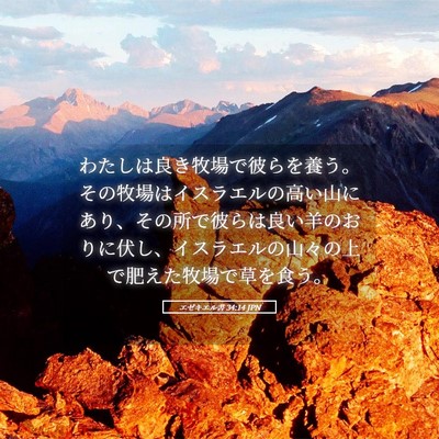 Picture 05 - エゼキエル書 34:14 JPN - わたしは良き牧場で彼らを養う。そ - Bible Verse Picture