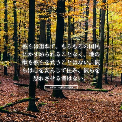 Picture 05 - エゼキエル書 34:28 JPN - 彼らは重ねて、もろもろの国民にか - Bible Verse Picture