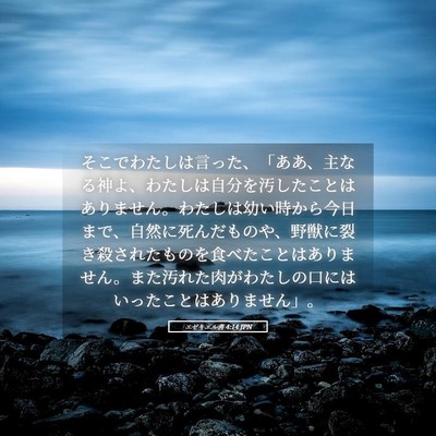 Picture 05 - エゼキエル書 4:14 JPN - そこでわたしは言った、「ああ、主 - Bible Verse Picture