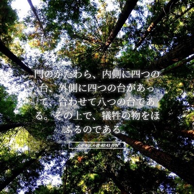Picture 05 - エゼキエル書 40:41 JPN - 門のかたわら、内側に四つの台、外 - Bible Verse Picture