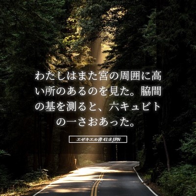 Picture 05 - エゼキエル書 41:8 JPN - わたしはまた宮の周囲に高い所のあ - Bible Verse Picture