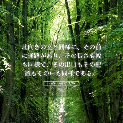 Picture 05 - エゼキエル書 42:11 JPN - 北向きの室と同様に、その前に通路 - Bible Verse Picture