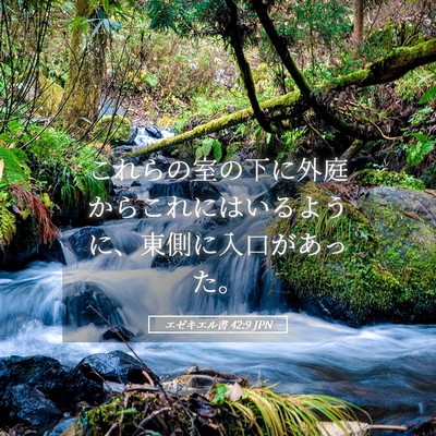 Picture 05 - エゼキエル書 42:9 JPN - これらの室の下に外庭からこれには - Bible Verse Picture