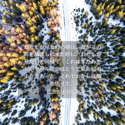 Picture 05 - エゼキエル書 43:3 JPN - わたしが見た幻の様は、彼がこの町 - Bible Verse Picture
