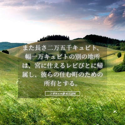 Picture 05 - エゼキエル書 45:5 JPN - また長さ二万五千キュビト、幅一万 - Bible Verse Picture