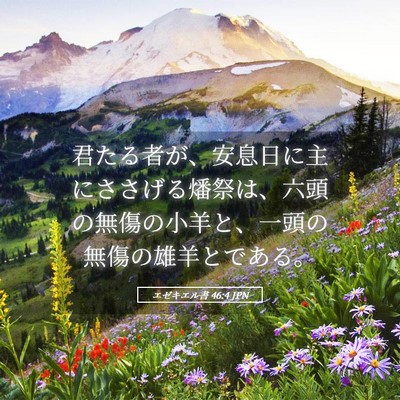 Picture 05 - エゼキエル書 46:4 JPN - 君たる者が、安息日に主にささげる - Bible Verse Picture
