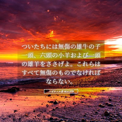Picture 05 - エゼキエル書 46:6 JPN - ついたちには無傷の雄牛の子一頭、 - Bible Verse Picture