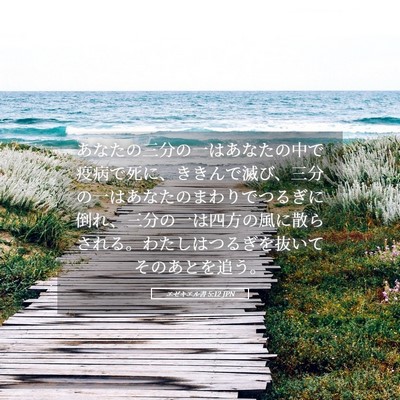 Picture 05 - エゼキエル書 5:12 JPN - あなたの三分の一はあなたの中で疫 - Bible Verse Picture