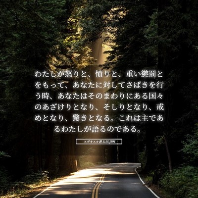 Picture 05 - エゼキエル書 5:15 JPN - わたしが怒りと、憤りと、重い懲罰 - Bible Verse Picture