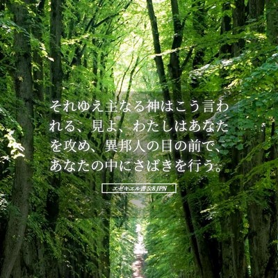 Picture 05 - エゼキエル書 5:8 JPN - それゆえ主なる神はこう言われる、 - Bible Verse Picture