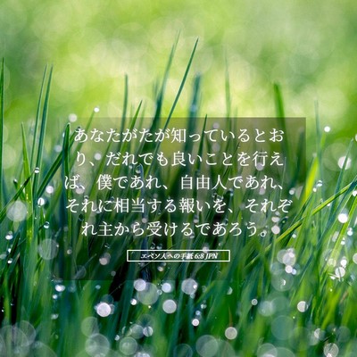 Picture 05 - エペソ人への手紙 6:8 JPN - あなたがたが知っているとおり、だ - Bible Verse Picture