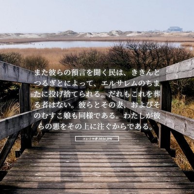 Picture 05 - エレミヤ書 14:16 JPN - また彼らの預言を聞く民は、ききん - Bible Verse Picture