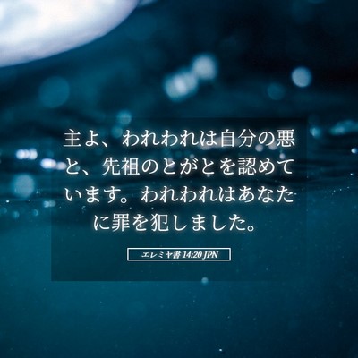 Picture 05 - エレミヤ書 14:20 JPN - 主よ、われわれは自分の悪と、先祖 - Bible Verse Picture