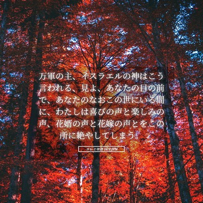 Picture 05 - エレミヤ書 16:9 JPN - 万軍の主、イスラエルの神はこう言 - Bible Verse Picture
