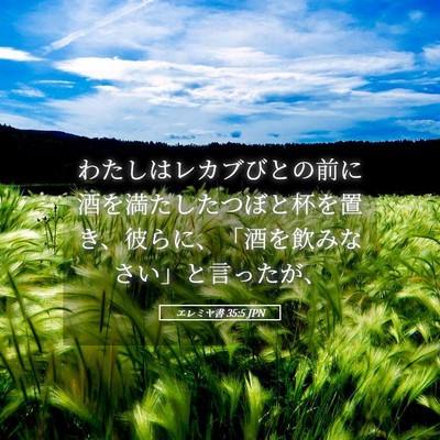 Picture 05 - エレミヤ書 35:5 JPN - わたしはレカブびとの前に酒を満た - Bible Verse Picture