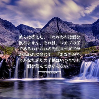 Picture 05 - エレミヤ書 35:6 JPN - 彼らは答えた、「われわれは酒を飲 - Bible Verse Picture