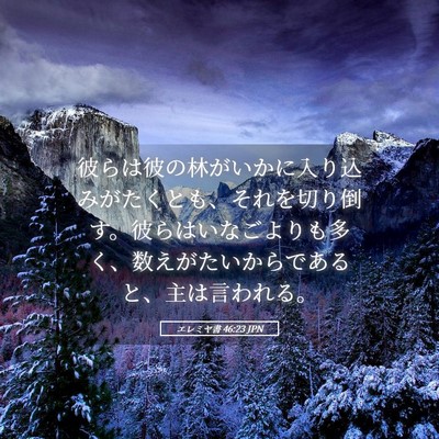 Picture 05 - エレミヤ書 46:23 JPN - 彼らは彼の林がいかに入り込みがた - Bible Verse Picture