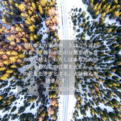 Picture 05 - エレミヤ書 5:14 JPN - それゆえ万軍の神、主はこう言われ - Bible Verse Picture