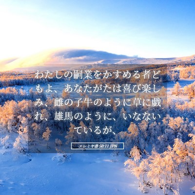 Picture 05 - エレミヤ書 50:11 JPN - わたしの嗣業をかすめる者どもよ、 - Bible Verse Picture