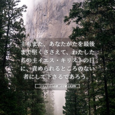 Picture 05 - コリント人への第一の手紙 1:8 JPN - 主もまた、あなたがたを最後まで堅 - Bible Verse Picture