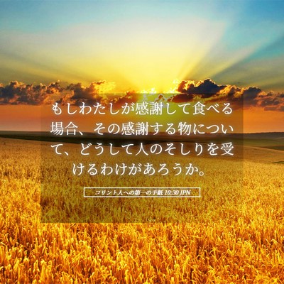 Picture 05 - コリント人への第一の手紙 10:30 JPN - もしわたしが感謝して食べる場合、 - Bible Verse Picture
