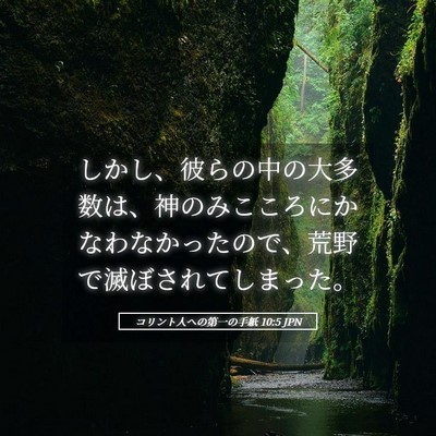 Picture 05 - コリント人への第一の手紙 10:5 JPN - しかし、彼らの中の大多数は、神の - Bible Verse Picture