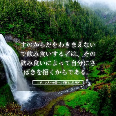 Picture 05 - コリント人への第一の手紙 11:29 JPN - 主のからだをわきまえないで飲み食 - Bible Verse Picture