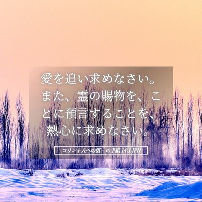 Picture 05 - コリント人への第一の手紙 14:1 JPN - 愛を追い求めなさい。また、霊の賜 - Bible Verse Picture