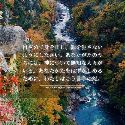 Picture 05 - コリント人への第一の手紙 15:34 JPN - 目ざめて身を正し、罪を犯さないよ - Bible Verse Picture
